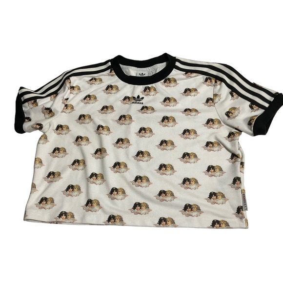 Adidas x Fiorucci All Over Angels Cherub Crop T-Shirt Top Size Small​ - Picture 2 of 16